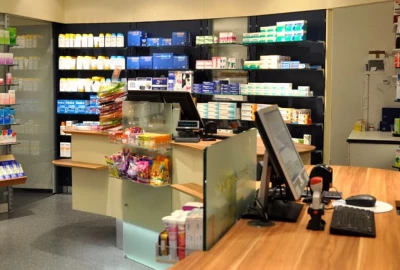 Innenansicht Apotheke mit Regal